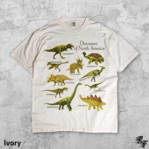 Dinosaurs of North America T-Shirt, 90s Dinosaur Species Graphic Tee, Prehistoric Retro Shirt, Fossil Lover Gift Unisex