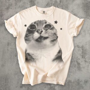 Funny Pee Cat Meme T-shirt, Silly Shirt, Retro Graphic Shirts, Cats lover Gift, Weird Tshirt, Unisex Cotton, Y2k Tee