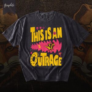 This Is An Outrage Shirt, Retro Dinosaur Tshirt, Funny Punk Tee, Sarcastic Meme Gift, Y2K Aesthetic Trex Donut Tshirt