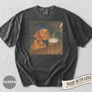Funny Vizsla Drinking Beer Shirt, Silly Sarcastic Vizsla Novelty Meme Graphic Tee, Funny Dog Gift Men Women, T-Shirt